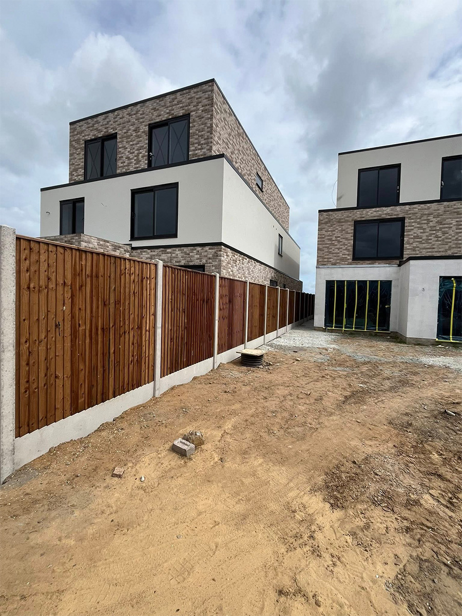 New fencing for a housing development in Eccles