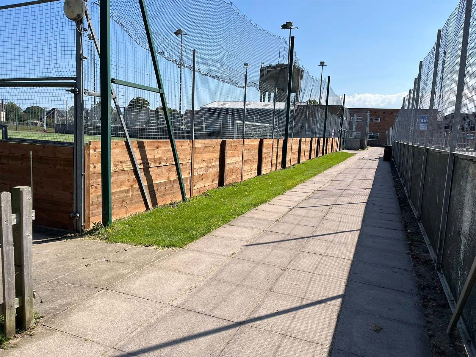 New wooden fencing for a football pitch Norwich